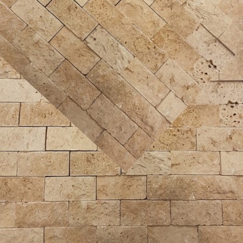 Classic Light Travertine Splitface Mosaic